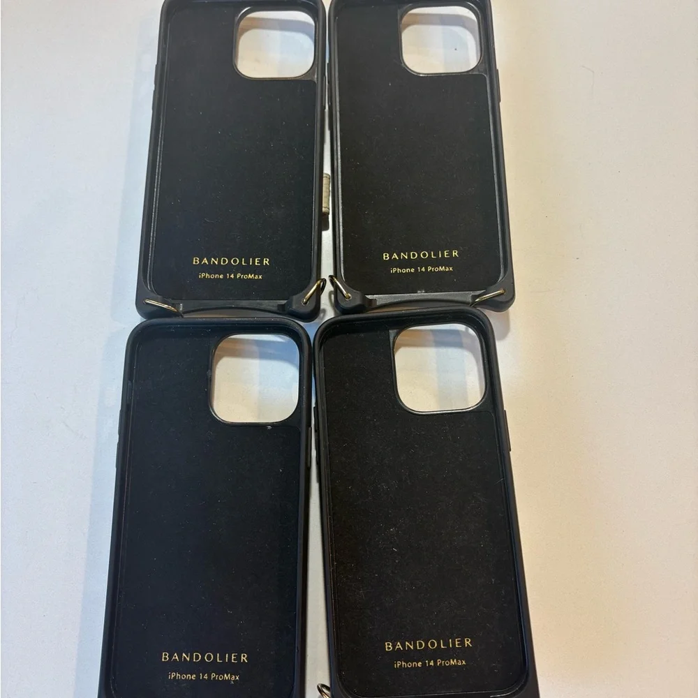 Bandolier Phone Cases Set in Cream, Tan, Black with Gold & Silver Accents
